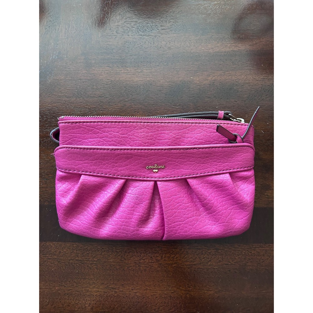 Vintage Juicy Couture‎ Hot Pink Wristlet Clutch Pouch Purse Embellished "J" Logo